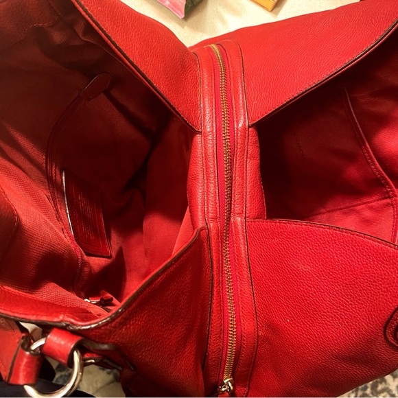 Coach Edie Burgundy Leather Shoulder bag Tote Large - Picture 9 of 14